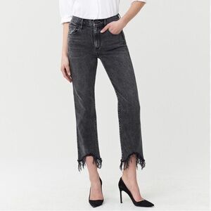 3x1 Austin Crop Frayed Jeans Vintage Black Wash Size 27